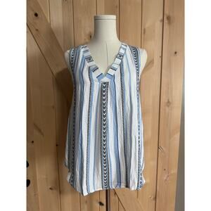 Anthropologie Mine | NWOT Boho V Neck Tank Top with Button Back | Size Small